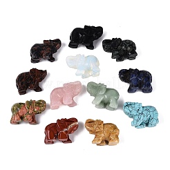 Natural & Synthetic Mixed Gemstone Elephant Figurines Set&nbsp;G-Q615-07