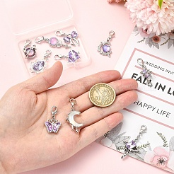 10Pcs 10 Styles Star Moon Butterfly Teardrop Alloy & Resin Pendant Decorations&nbsp;HJEW-YW00569
