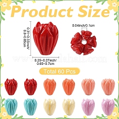 60Pcs 6 Colors Dyed Synthetic Coral Beads&nbsp;CORA-YW0001-05