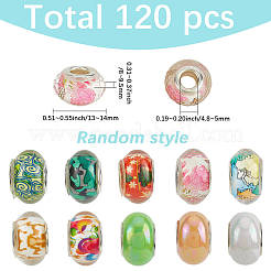 120Pcs 9 Styles Resin European Rondelle Beads&nbsp;RPDL-SP0001-05