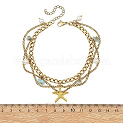Summer Beach Alloy Sea Animal Charm Anklets&nbsp;AJEW-AN00885