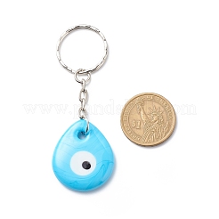 Teardrop Handmade Lampwork Evil Eye Pendants Keychain&nbsp;KEYC-JKC00379-01