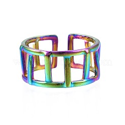 304 Stainless Steel Rectangle Cuff Ring&nbsp;RJEW-N038-086
