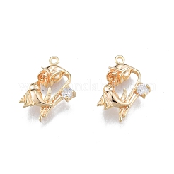 Brass Micro Pave Clear Cubic Zirconia Pendants&nbsp;KK-G432-12G