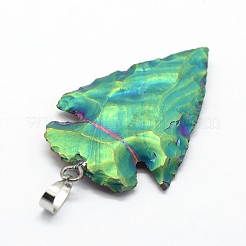 Electroplated Natural Indian Agate Pendants&nbsp;G-P396-05P-03