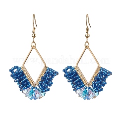 Braided Glass & 201 Stainless Steel Dangle Earrings&nbsp;EJEW-MZ00159-02