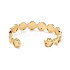 Flat Round with Virgin Mary Brass Cuff Bangles&nbsp;BJEW-I298-08G
