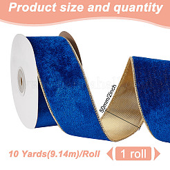 Polyester Velvet Wired Ribbon&nbsp;SRIB-WH0072-04C