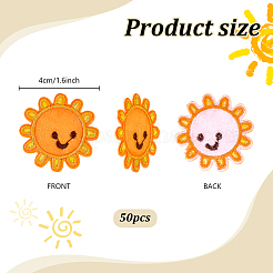 50Pcs Sun with Smiling Face Computerized Embroidery Cloth Patches&nbsp;PATC-PH0001-59