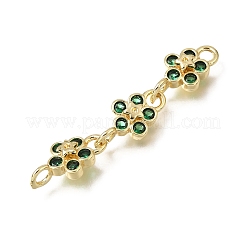 Brass Pave Cubic Zirconia Flower Connector Charms&nbsp;CU-E002-07G-03