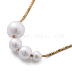 White Plastic Pearl Graduated Round Beads Pendant Necklaces&nbsp;NJEW-P320-21G