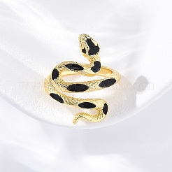 Brass Enamel Cuff Rings for Women&nbsp;RJEW-U043-17G