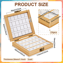 Bamboo & 24 Grid Plastic Empty Watercolor Paint Pans&nbsp;AJEW-WH0696-016