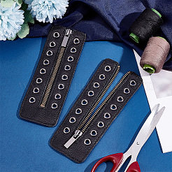 PU Leather Lace-in Boot Zipper Inserts&nbsp;DIY-WH0387-37B-02