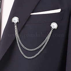 2Pcs 2 Colors Half Round Plastic Pearl Lapel Pins&nbsp;JEWB-CN0001-10