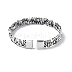 304 Stainless Steel Mesh Chain Shape Open Cuff Bangle for Women&nbsp;BJEW-C031-03