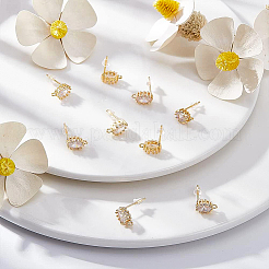 10Pcs Brass Clear Cubic Zirconia Stud Earring Findings&nbsp;KK-BC0008-76