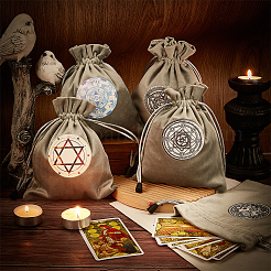 5Pcs 5 Style Star/Moon/Wheel of Life/Flower Pattern Tarot Card Storage Bag&nbsp;TP-CN0001-04