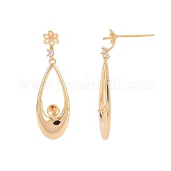 Brass Micro Pave Clear Cubic Zirconia Stud Earring Findings&nbsp;KK-S364-147