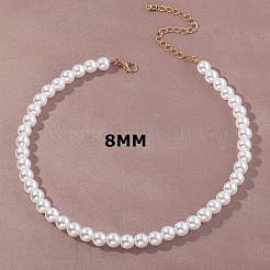 Plastic Imitation Pearl Round Beaded Necklaces for Women&nbsp;WGF0340-01