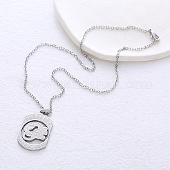 Minimalist 304 Stainless Steel Chinese Rectangle Pendant Necklaces for Women&nbsp;DC3697