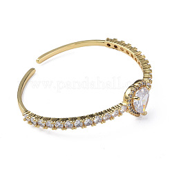 Cubic Zirconia Heart Open Cuff Bangle&nbsp;BJEW-N012-031D
