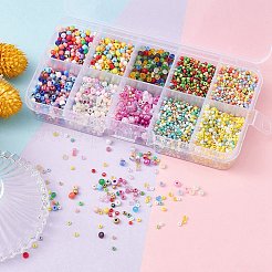 100G 10 Style Opaque & Transparent & Metallic Colours & Silver Lined & Frosted Glass Seed Beads&nbsp;SEED-YW0002-43