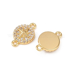 Brass Micro Pave Clear Cubic Zirconia Connector Charms&nbsp;KK-H524-02G