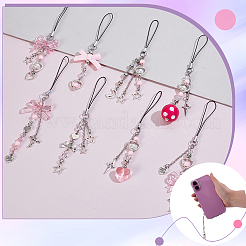 8Pcs Alloy & Acrylic Mobile Straps&nbsp;HJEW-GA00046