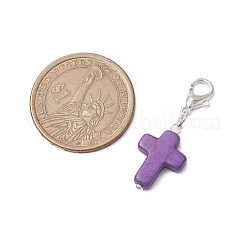 6Pcs Synthetic Turquoise Cross Pendant Decorations&nbsp;HJEW-JM02499