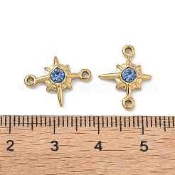 304 Stainless Steel Aquamarine Rhinestone Connector Charms&nbsp;STAS-L308-03B-G