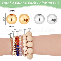 160Pcs 2 Colors Rack Plating Brass Beads&nbsp;KK-PH0006-42A