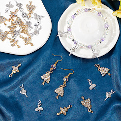 32Pcs 4 Styles Rack Plating Alloy Rhinestone Pendants&nbsp;FIND-SC0011-61