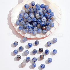 5 Strands Round Natural Blue Spot Jasper Beads Strands&nbsp;G-NB0004-58