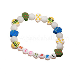 Bohemian Style Easter Polymer Clay & Glass & Resin Beaded Stretch Bracelets for Women Men&nbsp;FS-WG0BA76-01