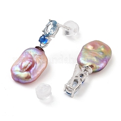 Oval Rhodium Plated 925 Sterling Silver Studs Earrings&nbsp;STER-Z009-04P