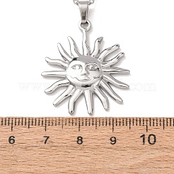 304 Stainless Steel Sun Pendant Cable Chain Necklaces for Men Women&nbsp;NJEW-K308-04E-P