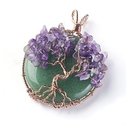 Natural Green Aventurine & Amethyst Big Pendants&nbsp;G-G771-B01