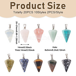 20Pcs 10 Styles Natural & Synthetic Mixed Gemstone Pendants&nbsp;G-FW0001-36