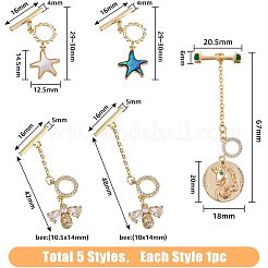 5Pcs 5 Styles Brass Toggle Clasps&nbsp;KK-FH0004-71