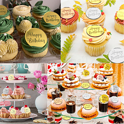 21Pcs 3 Colors Mirror Effect Acrylic Birthday Cupcake Insert Card Decoration&nbsp;AJEW-SP0001-67A