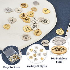 20Pcs 10 Style 304 Stainless Steel Pendants&nbsp;STAS-PJ0001-42
