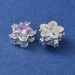 Brass Micro Pave Lilac Cubic Zirconia Beads&nbsp;CU-CBAEC99-28S