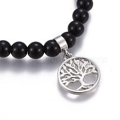 Natural Obsidian Charm Bracelets&nbsp;BJEW-I275-B04