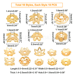 100Pcs 10 Style Brass Bead Caps&nbsp;FIND-PH0005-43