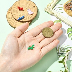 4Pcs 4 Style Dinosaur Rack Plating Brass Enamel Pendants&nbsp;KK-CJ0003-32