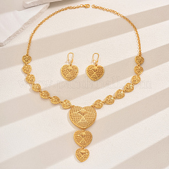 Elegant Middle Eastern Alloy Hollow Heart Necklace & Earring Sets for Women&nbsp;AK4437