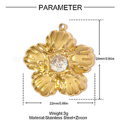 304 Stainless Steel Pave Cubic Zirconia Pendants&nbsp;STAS-OY006-44G
