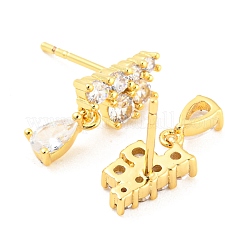 Rack Plating Brass Cubic Zirconia Grape Shape Dangle Stud Earrings&nbsp;EJEW-K245-47G