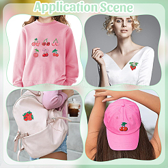 38Pcs 2 Sets 2 Styles Strawberry & Cherry Polyester Embroidered Cloth Patch&nbsp;PATC-WR0001-32